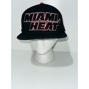 Adidas Miami Heat Men's Black Embroidered Adjustable Snapback NBA Baseball Hat